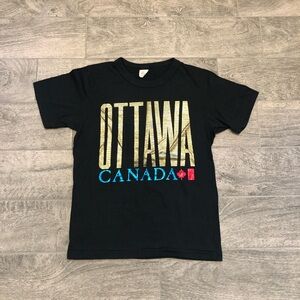 Vintage 90s Single Stitch T-Shirt Ottawa Canada Black Tee Adult Size M